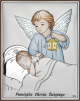*Obrazek aniołek z latarenką nad dzieciątkiem KOLOROWY DS32/2C, 10x14 @